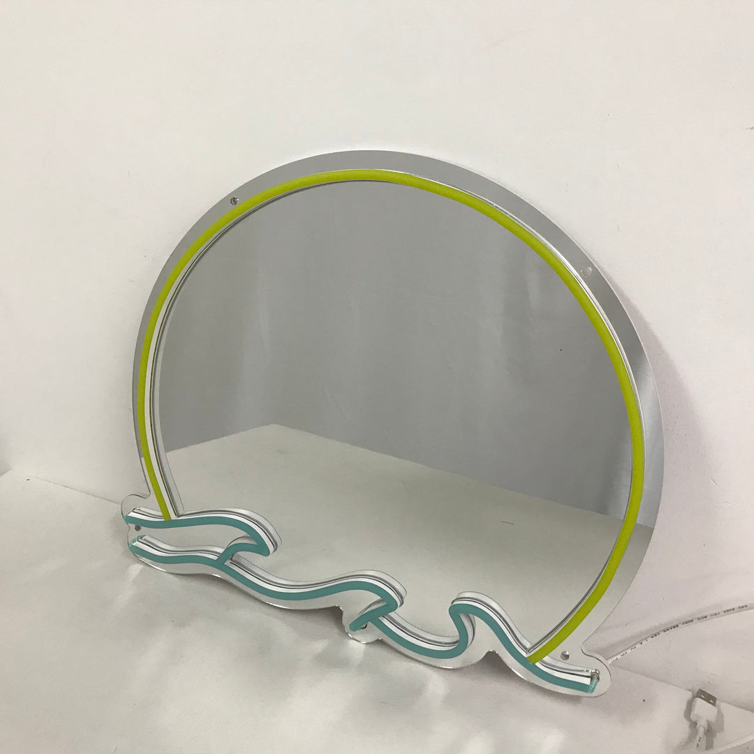 "Hav Solnedgang Solopgang Bølge, Drømmende Fargeendring" Neonskilt med spejlbagside