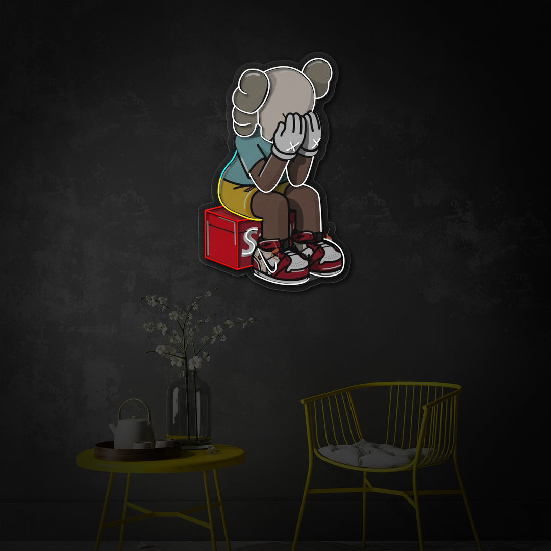 "Sidder Kaw" UV-printet LED-neonskilt