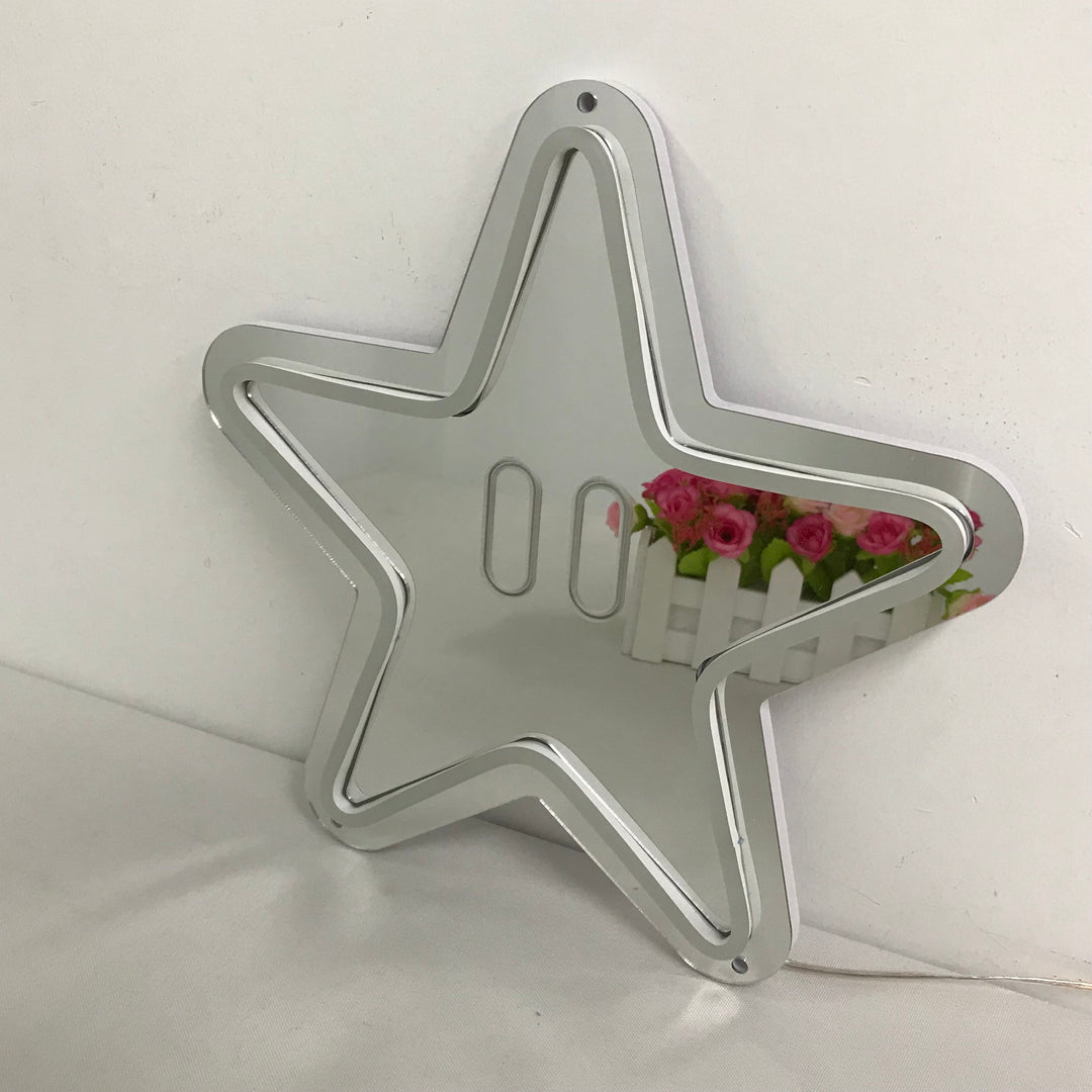 "Femtakket Stjerne, Spil, Drømmende Fargeendring" Neonskilt med spejlbagside