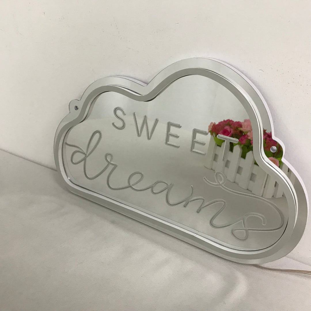 "Sweet Dreams, Drømmende Fargeendring" Neonskilt med spejlbagside