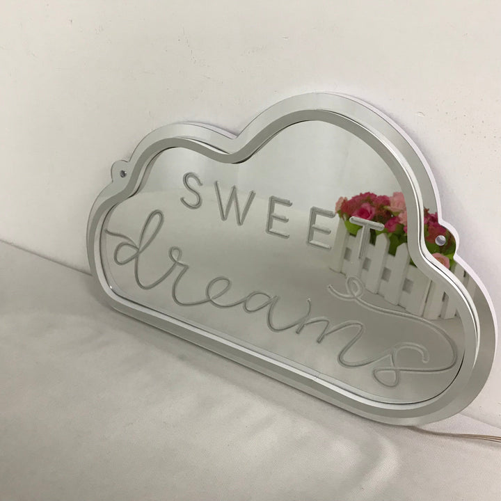 "Sweet Dreams, Drømmende Fargeendring" Neonskilt med spejlbagside