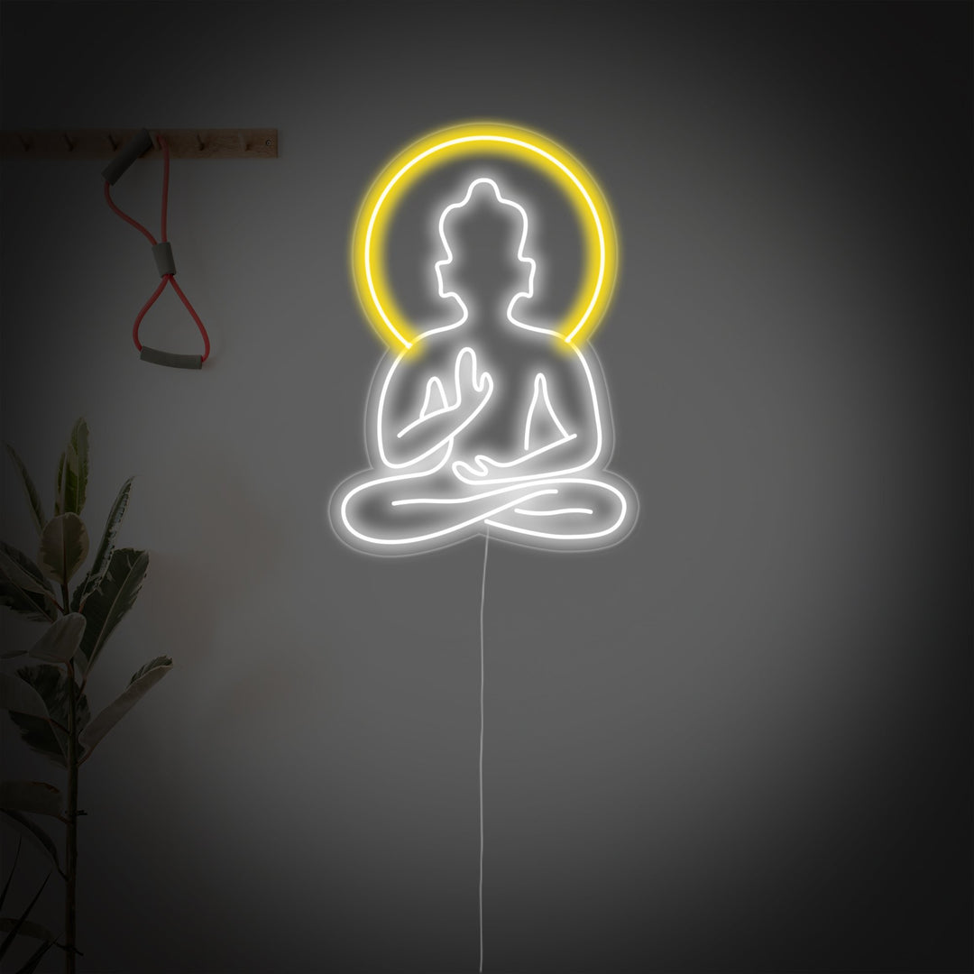 "Yoga Buddha, Yoga Vægkunst, Yoga Indretning" Neonskilt