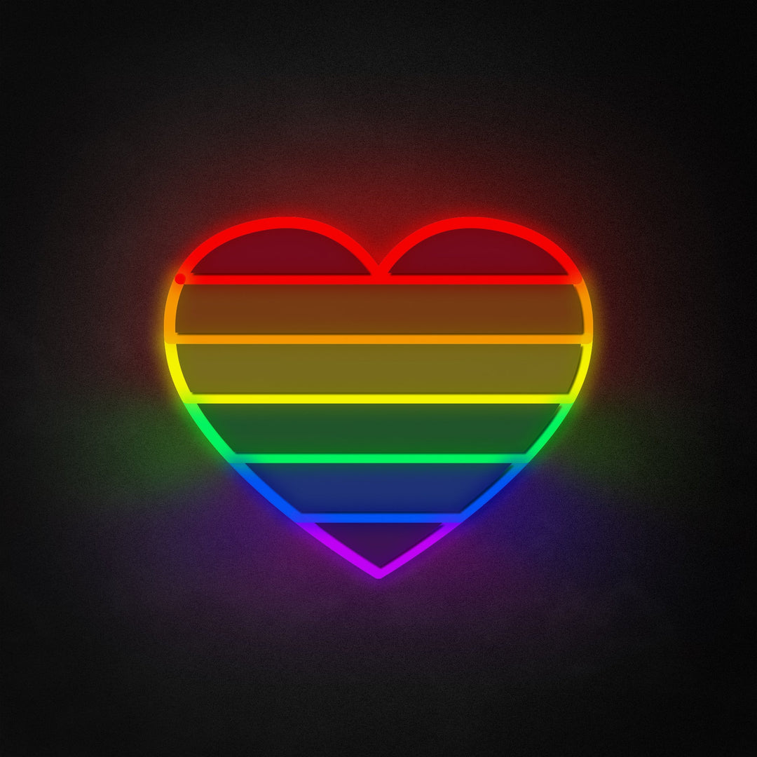 "Gay Pride, Heart Shape" Neon Like